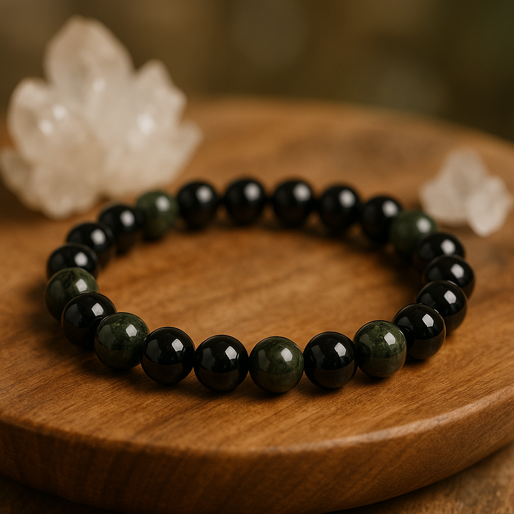Bracelet de Protection – Tourmaline & Obsidienne