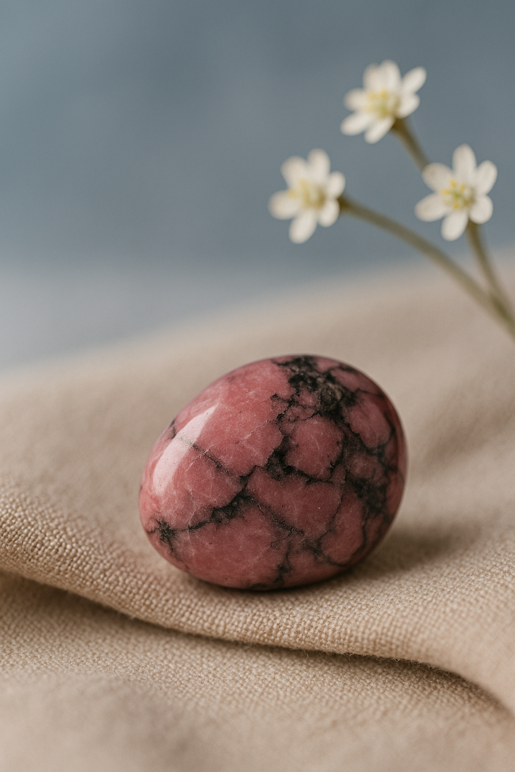 Pierre Roulée Rhodonite – Amour & Guérison Émotionnelle