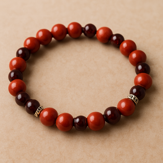 Bracelet Jaspe Rouge & Grenat – Vitalité & Courage